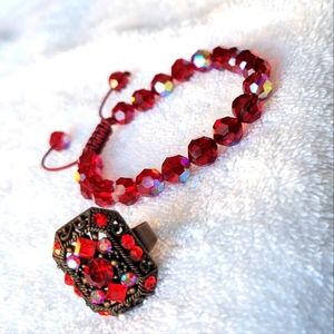 Red Crystal Ring & Bracelet
